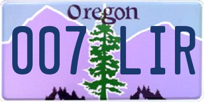 OR license plate 007LIR
