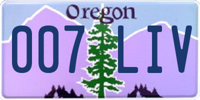 OR license plate 007LIV