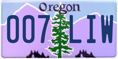 OR license plate 007LIW