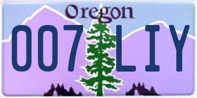 OR license plate 007LIY