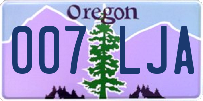 OR license plate 007LJA