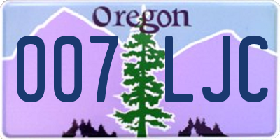 OR license plate 007LJC