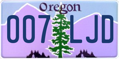 OR license plate 007LJD