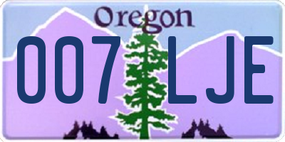 OR license plate 007LJE
