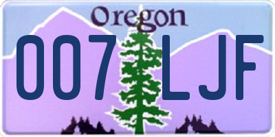 OR license plate 007LJF