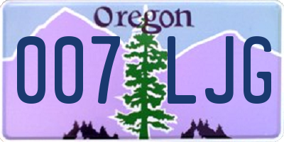 OR license plate 007LJG