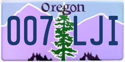 OR license plate 007LJI