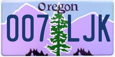 OR license plate 007LJK