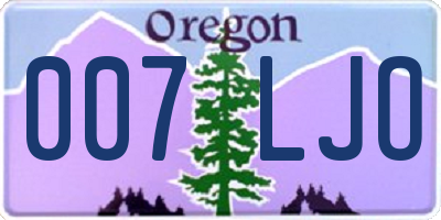 OR license plate 007LJO