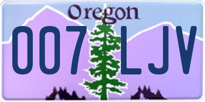 OR license plate 007LJV