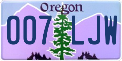 OR license plate 007LJW