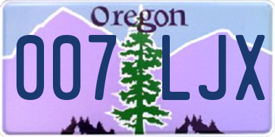 OR license plate 007LJX