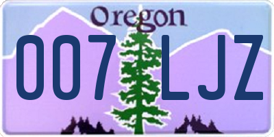OR license plate 007LJZ