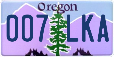 OR license plate 007LKA