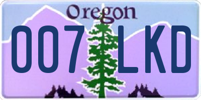 OR license plate 007LKD