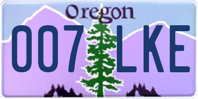 OR license plate 007LKE