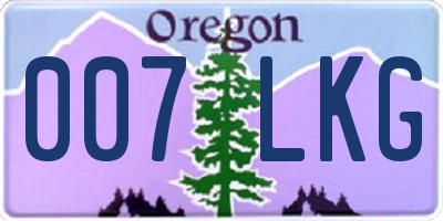 OR license plate 007LKG