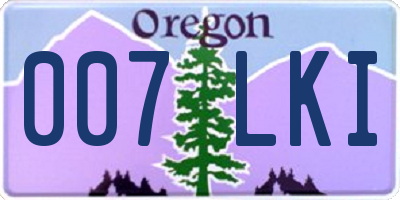 OR license plate 007LKI