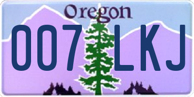 OR license plate 007LKJ