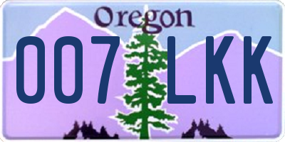 OR license plate 007LKK