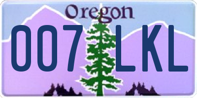 OR license plate 007LKL