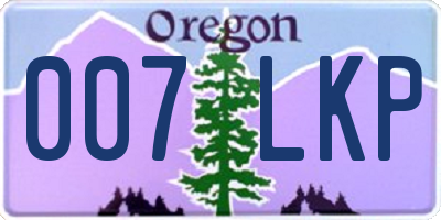 OR license plate 007LKP