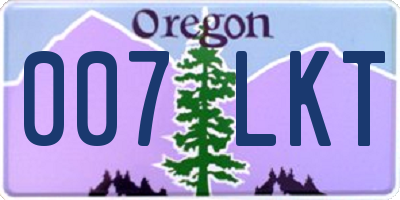 OR license plate 007LKT