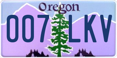 OR license plate 007LKV
