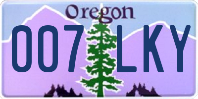 OR license plate 007LKY