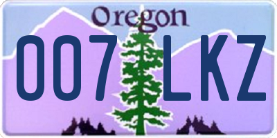 OR license plate 007LKZ