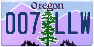 OR license plate 007LLW