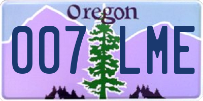 OR license plate 007LME