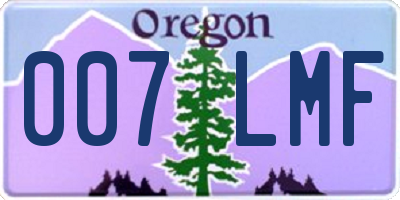 OR license plate 007LMF