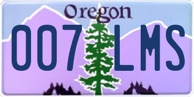 OR license plate 007LMS