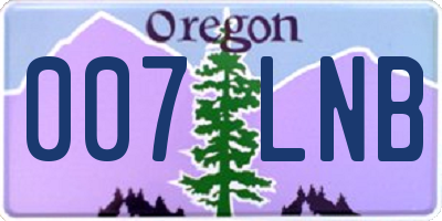 OR license plate 007LNB