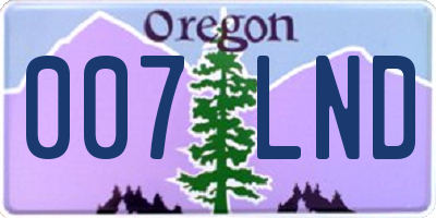 OR license plate 007LND