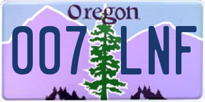 OR license plate 007LNF