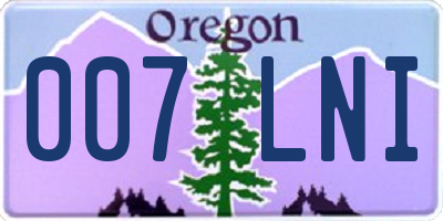 OR license plate 007LNI