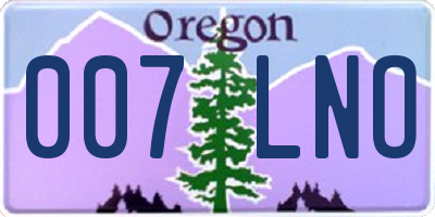 OR license plate 007LNO