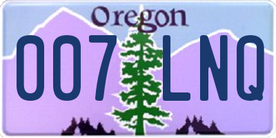 OR license plate 007LNQ