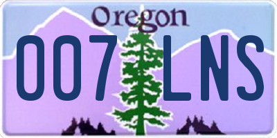 OR license plate 007LNS