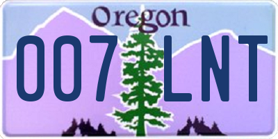 OR license plate 007LNT
