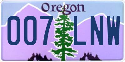 OR license plate 007LNW