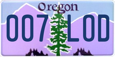 OR license plate 007LOD