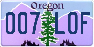 OR license plate 007LOF