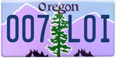OR license plate 007LOI