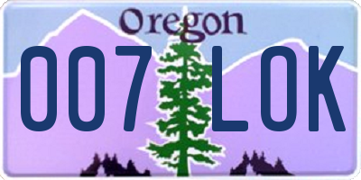 OR license plate 007LOK