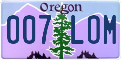 OR license plate 007LOM