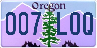 OR license plate 007LOQ