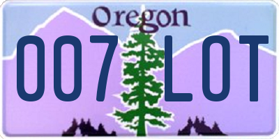 OR license plate 007LOT